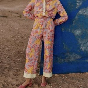 Sezane Jacques Pant Wonderland Print 38 NWOT